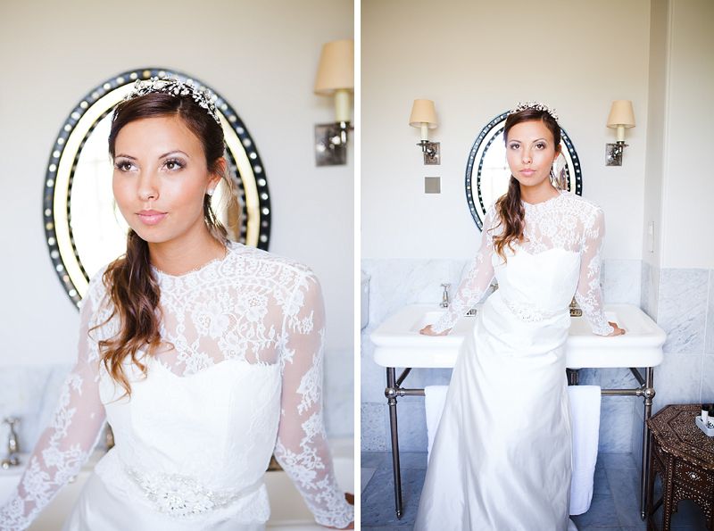 Wedding accessories, outside bridal shoot, bride with dog, bassett hound, red lips, vintage looks (8)