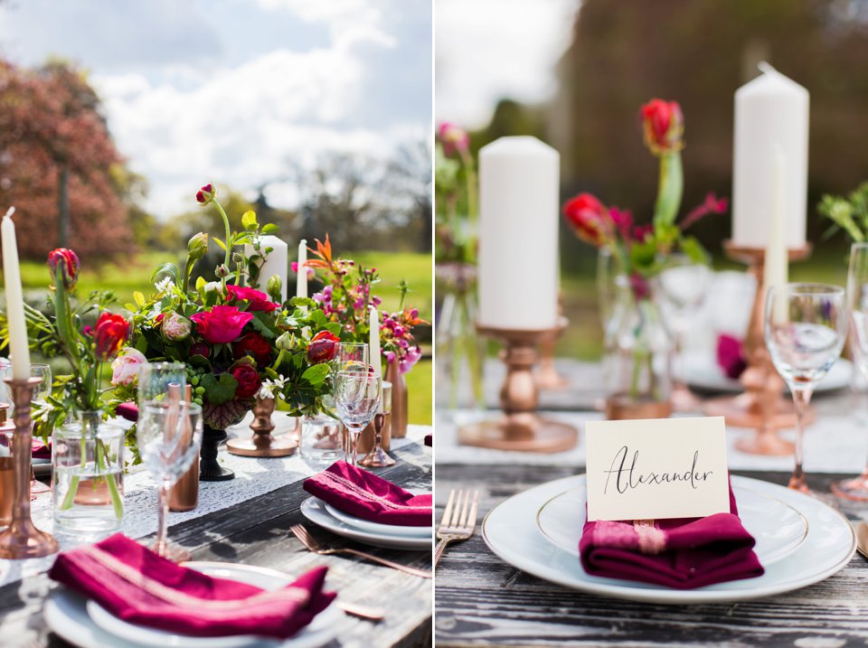 Narborough Hall gardens_ Norfolk wedding venue_rustic_boho_burgundy_loose flowers_floral crown_calligraphy_tatum reid photography (98)