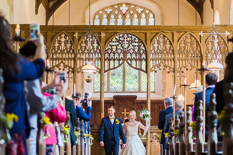 somerleyton hall wedding photography_st mary's church_tatum reid _bride and groom exiting church