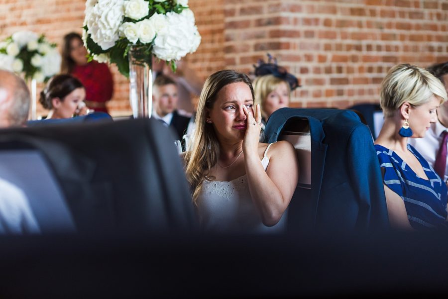 Southwood Hall wedding guest crying during speeches