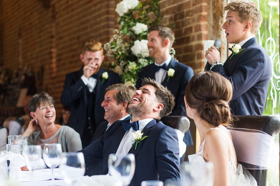 Southwood Hall wedding groom laughing at best man speech