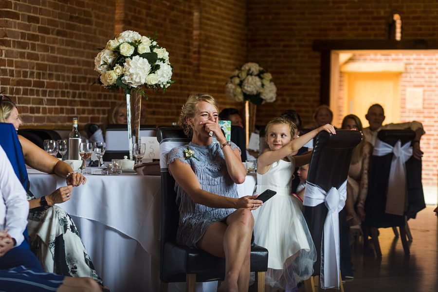 Southwood Hall wedding guest laughing at groom speech